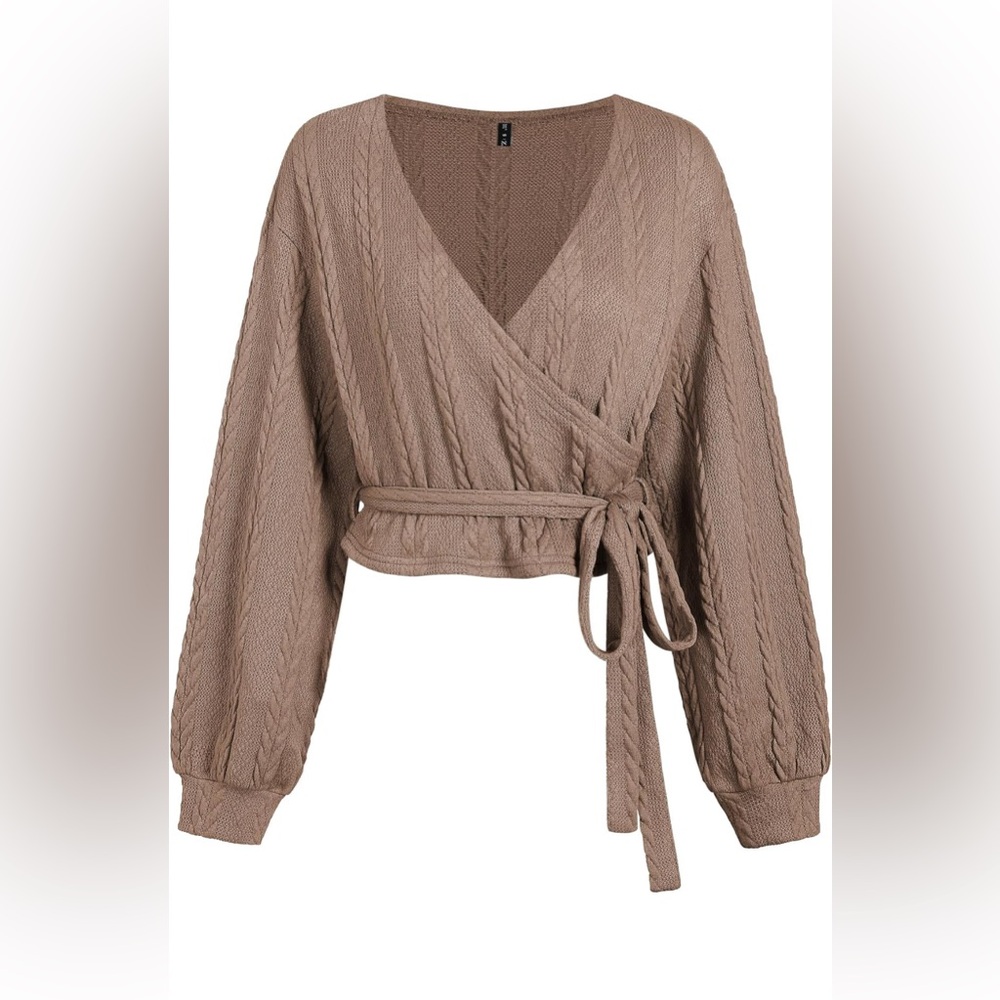 Women's Brown Wrap Blouse